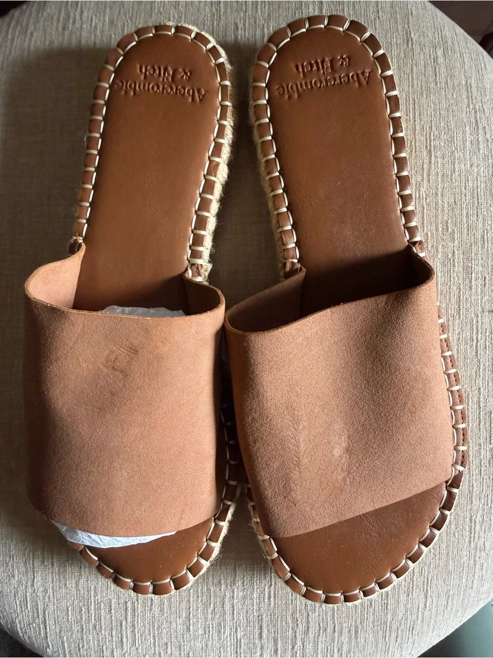 Abercrombie & Fitch Tan Suede Slide Espadrille Sandals